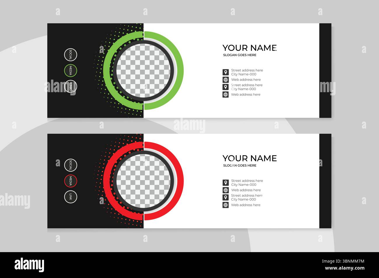 Firma e-mail o piè di pagina e design della copertina facebook dei social media personali Illustrazione Vettoriale