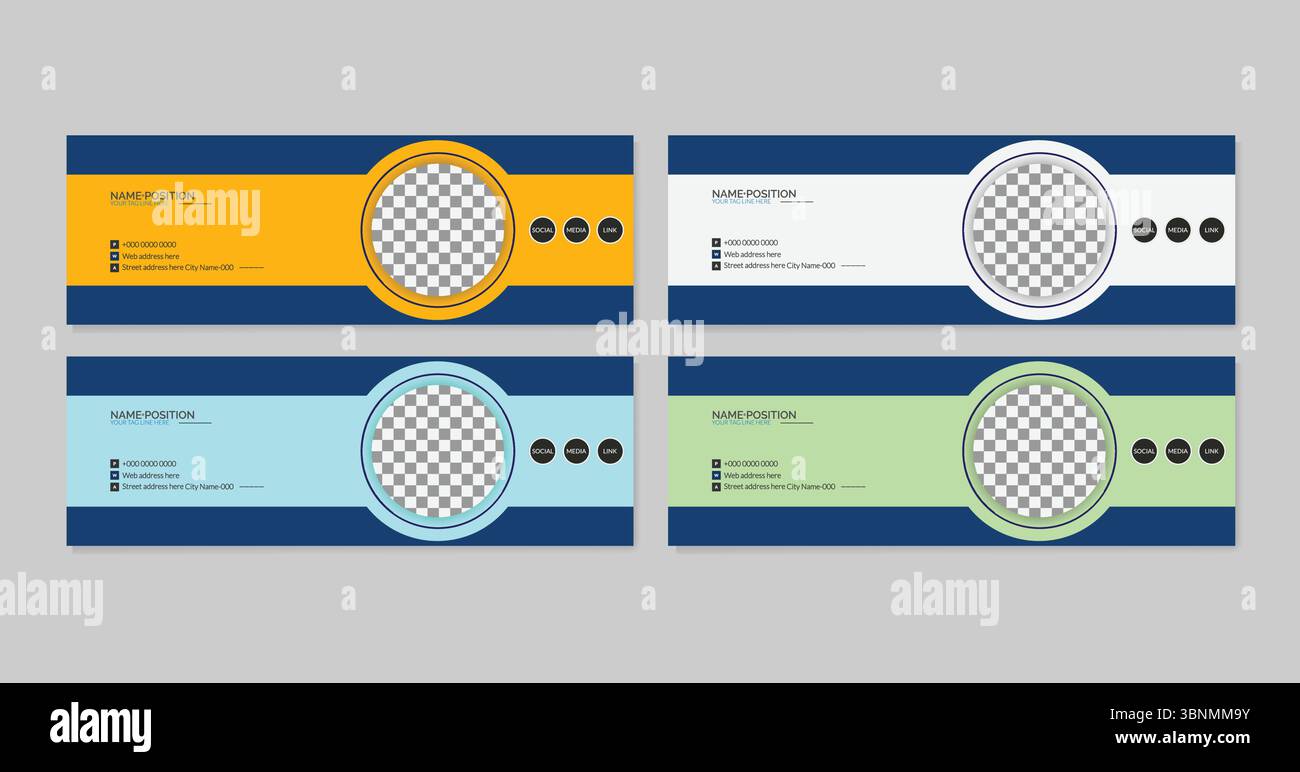 Design della firma e-mail o piè di pagina e immagine vettoriale del modello di banner della copertina dei social media personali Illustrazione Vettoriale