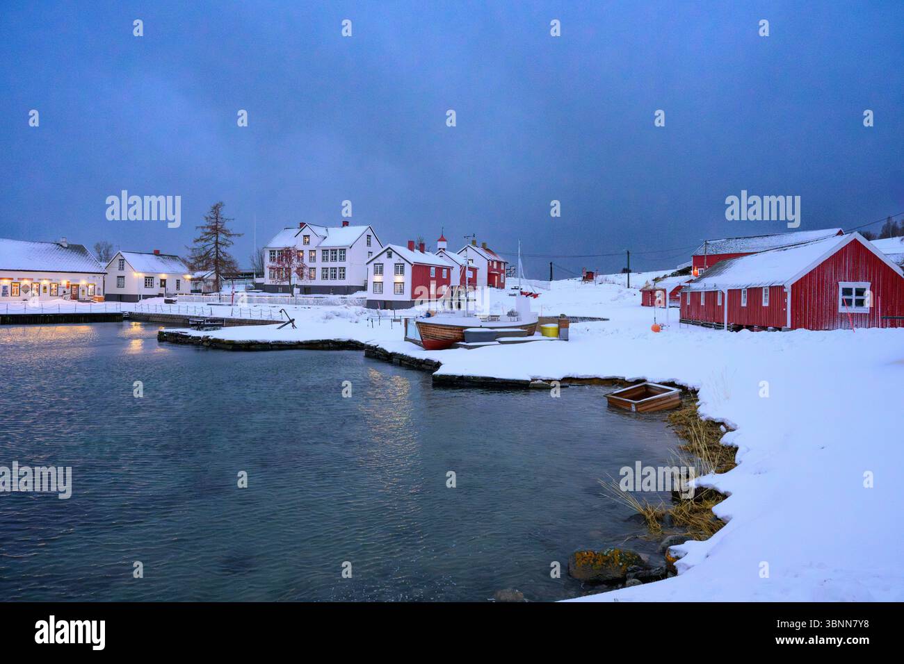 Europa, Norvegia, fiordo di Lyngen, Havnnes, inverno Foto Stock
