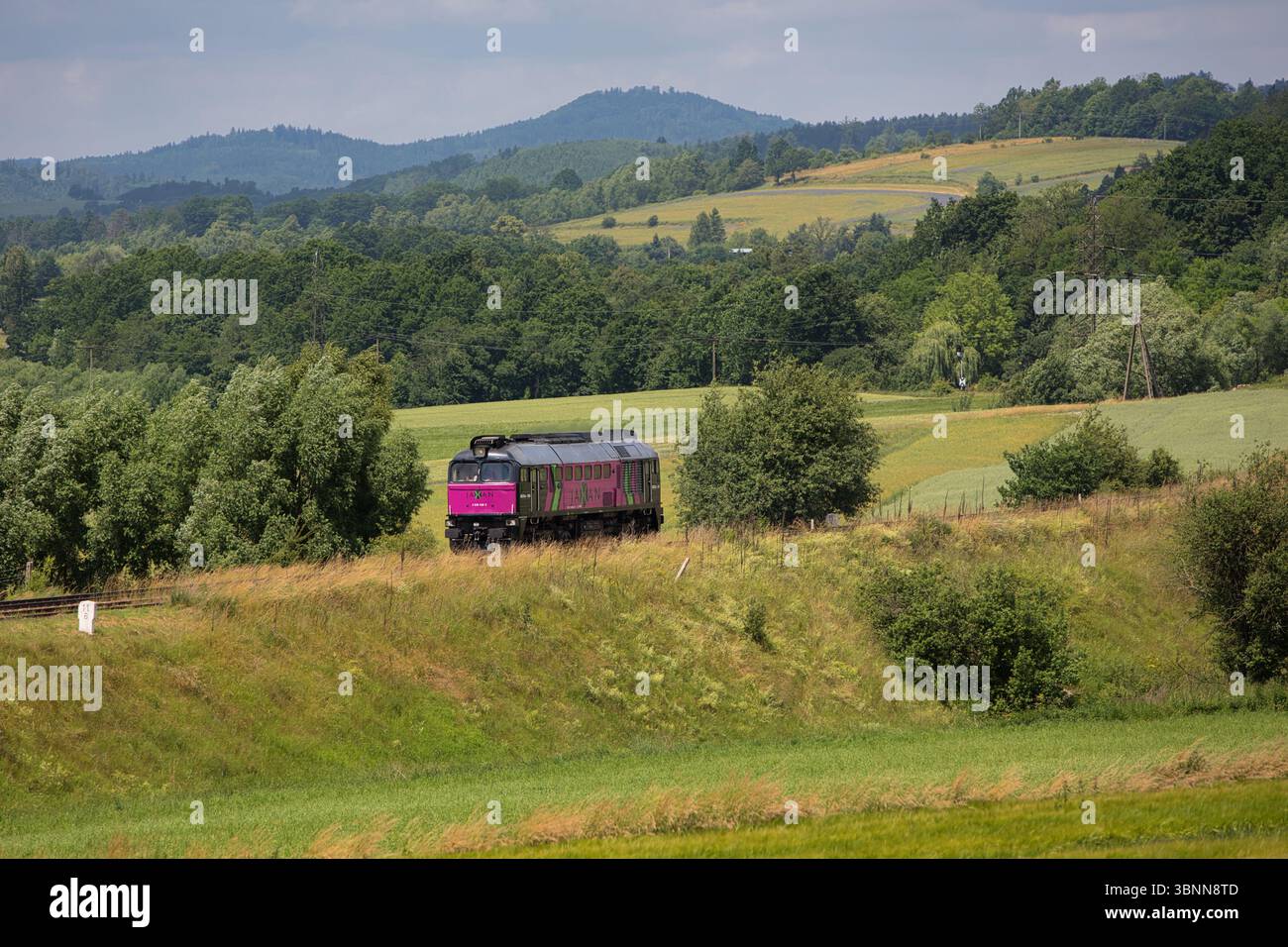 Il potere d'acciaio attraversa le colline Foto Stock