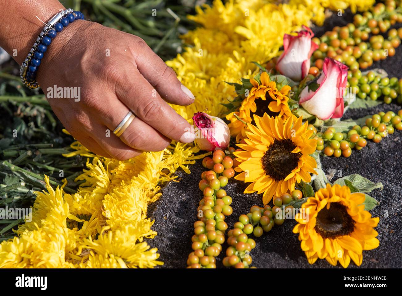 Alfombras para Semana Santa en la Antigua Guatemala tappeti fatti a mano per le celebrazioni della settimana Santa ad Antigua Guatemala Foto Stock