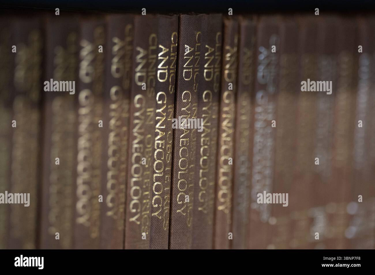 I libri di medicina su ostetricia e ginecologia sono uno scaffale Foto Stock