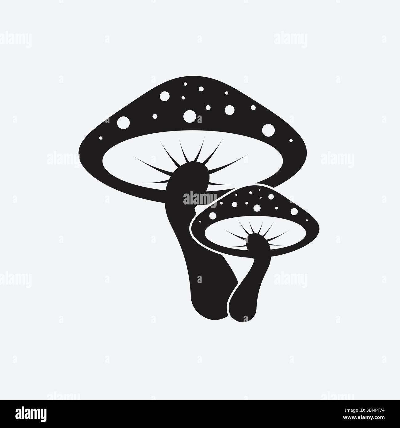 Design vettoriale con silhouette a fungo nera Illustrazione Vettoriale