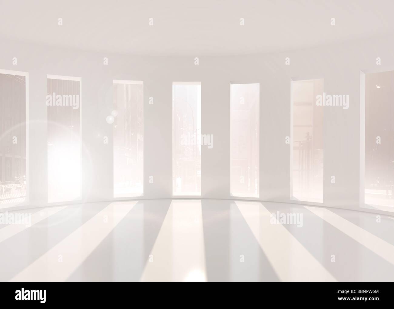 Luminosa sala bianca con windows Foto Stock