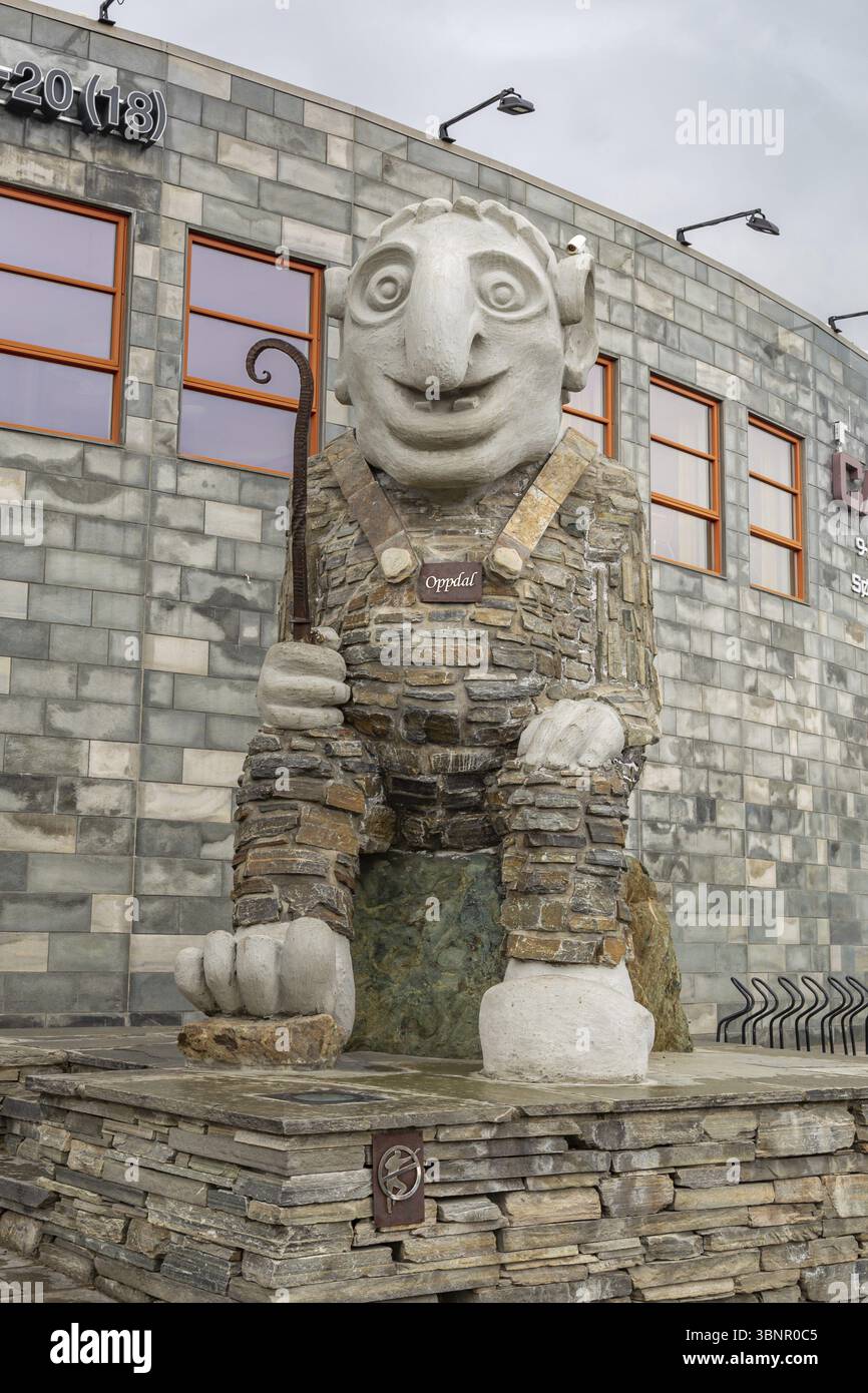 Oppdal, Norvegia, 21 luglio 2019: Troll nel centro di Oppdal nella contea di Trondelag nella Norvegia occidentale, Oppdal, Noorwegen, Europa Foto Stock