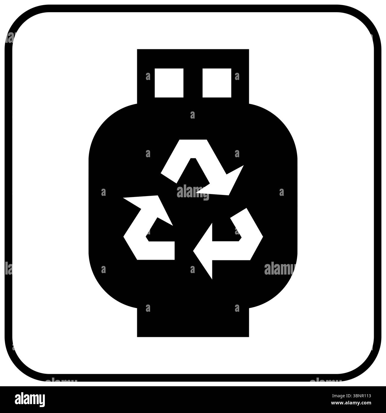 Icona riciclaggio bottiglie di propano Foto Stock