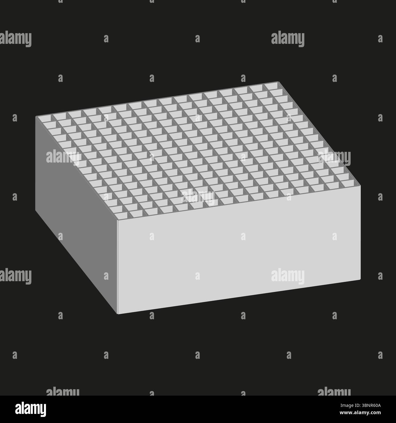 Blocco rettangolare grigio. Oggetto geometrico solido. Forma volumetrica minimalista. Forma cubica vettoriale. Illustrazione Vettoriale