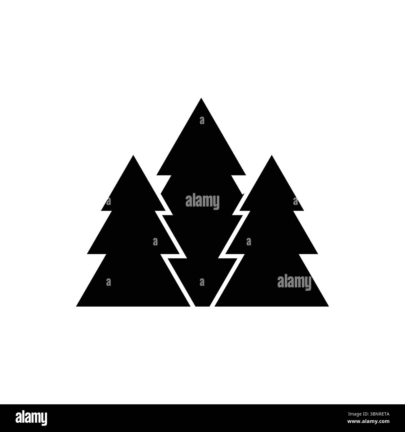 Icona vettoriale silhouette albero di pino minimalista. Design moderno con logo Forest in nero, perfetto per grafica naturalistica, branding o arte a tema outdoor. Illustrazione Vettoriale