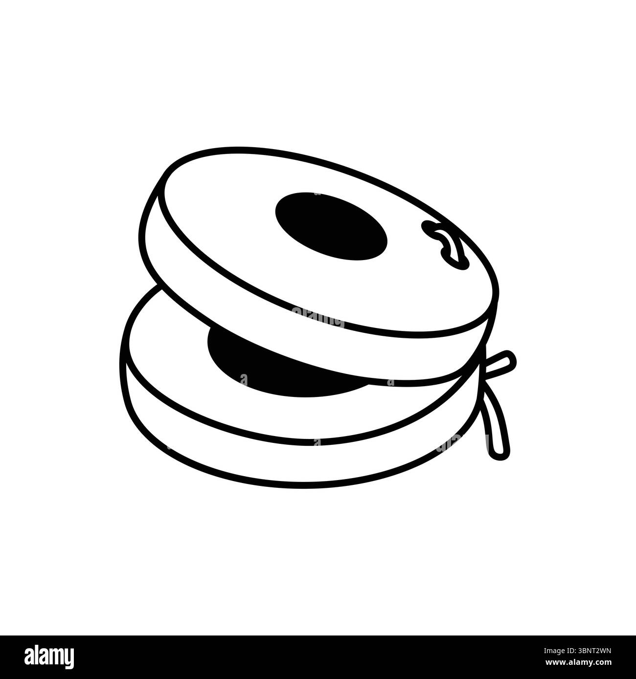 Semplice arte di linea di castane, un classico strumento a percussione, perfetto per musica, danza o temi spagnoli. Illustrazione Vettoriale