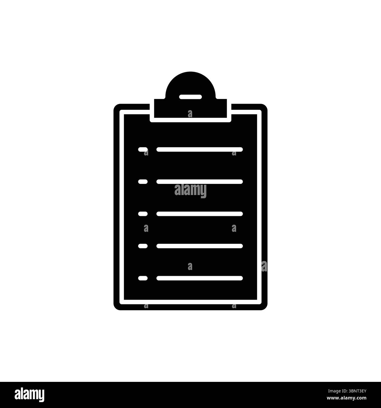 Elegante silhouette nera vettoriale di una clipboard con una lista di controllo, ideale per la produttività, la gestione delle attività o i temi dei report. Illustrazione Vettoriale