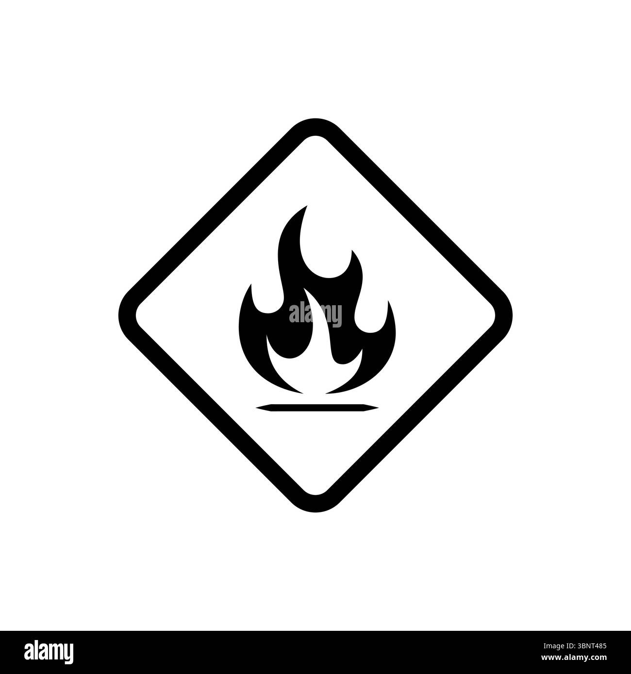 Icona vettoriale chiara di una fiamma all'interno di un diamante, che indica infiammabilità o pericolo di incendio. Illustrazione Vettoriale