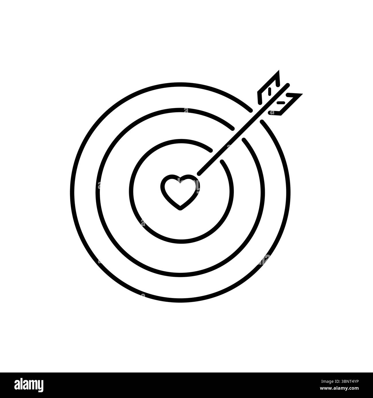 Semplice icona vettoriale del contorno di un bersaglio con una freccia che colpisce un cuore, che rappresenta obiettivi d'amore o affetto preciso. Illustrazione Vettoriale Semplice icona vettoriale del contorno di un bersaglio con una freccia che colpisce un cuore, che rappresenta obiettivi d'amore o affetto preciso. Illustrazione Vettoriale