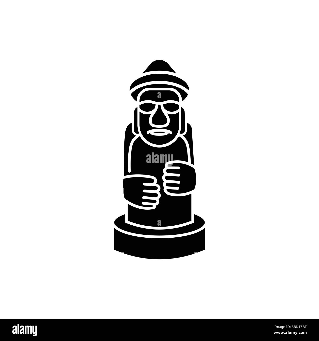 Un'icona vettoriale distintiva di una statua in pietra di Dol Hareubang dell'isola di Jeju, che rappresenta la cultura e la tradizione coreane. Illustrazione Vettoriale