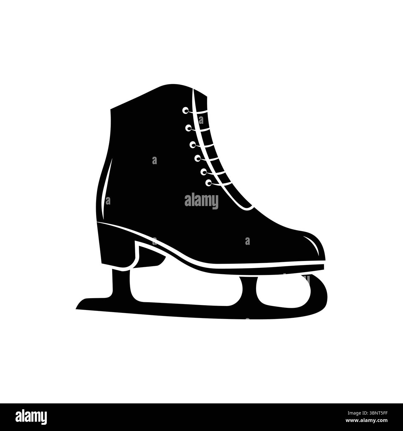 Un'elegante silhouette vettoriale di un pattino su ghiaccio, perfetta per gli sport invernali, le attività ricreative o le vacanze. Illustrazione Vettoriale