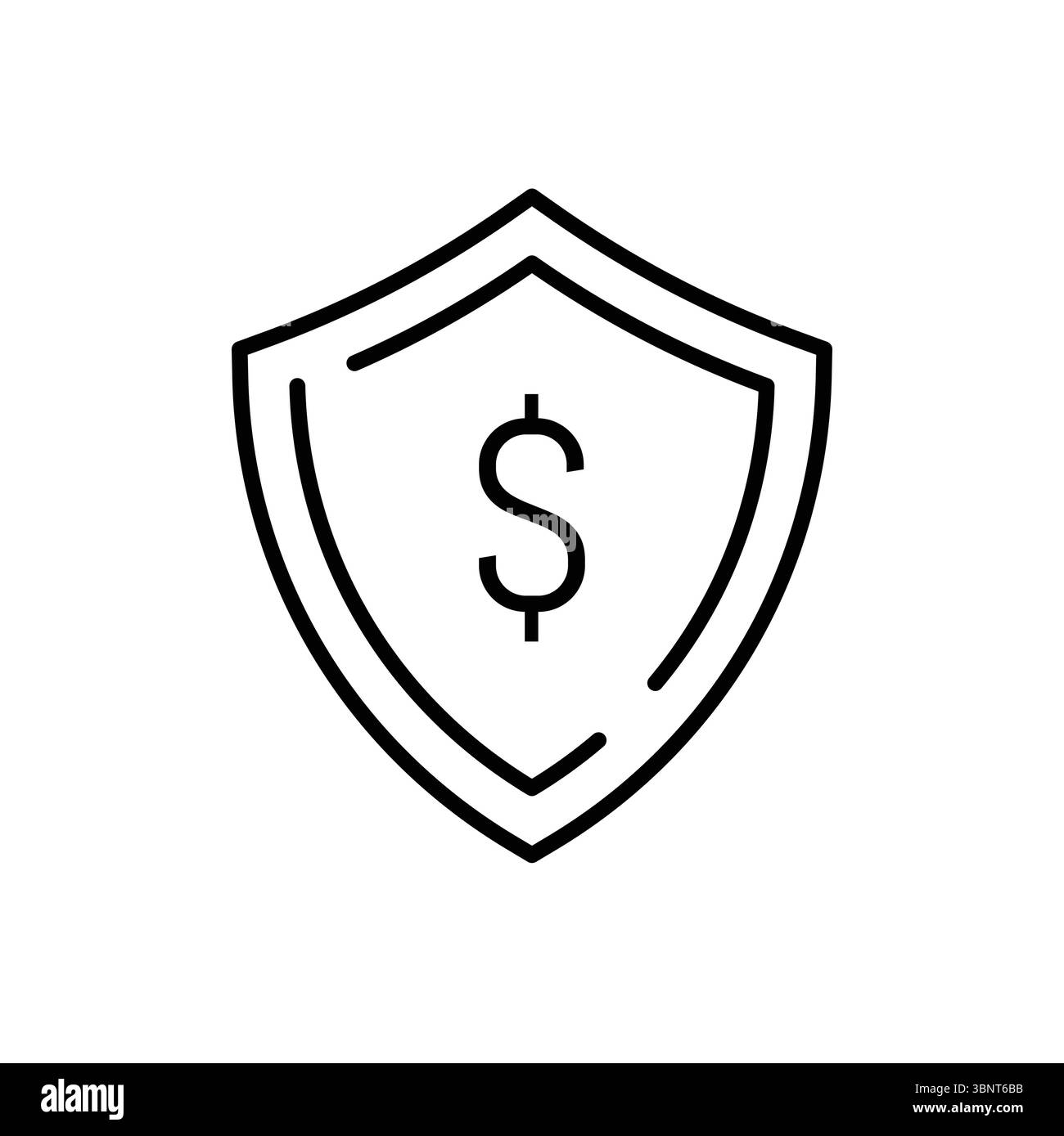 Descrivere l'icona dello scudo finanziario, che rappresenta la protezione del denaro, le transazioni sicure o la sicurezza bancaria. Illustrazione Vettoriale