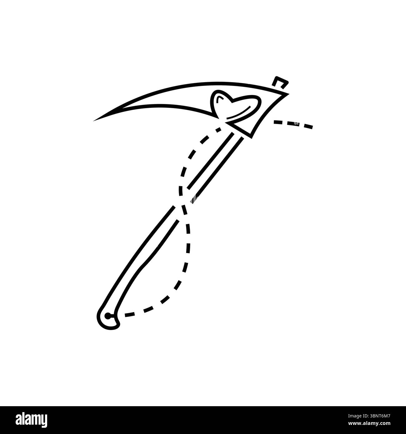 L'icona Halloween Scythe con un dettaglio del cuore, perfetta per disegni creativi, fantasiosi o simbolici. Illustrazione Vettoriale