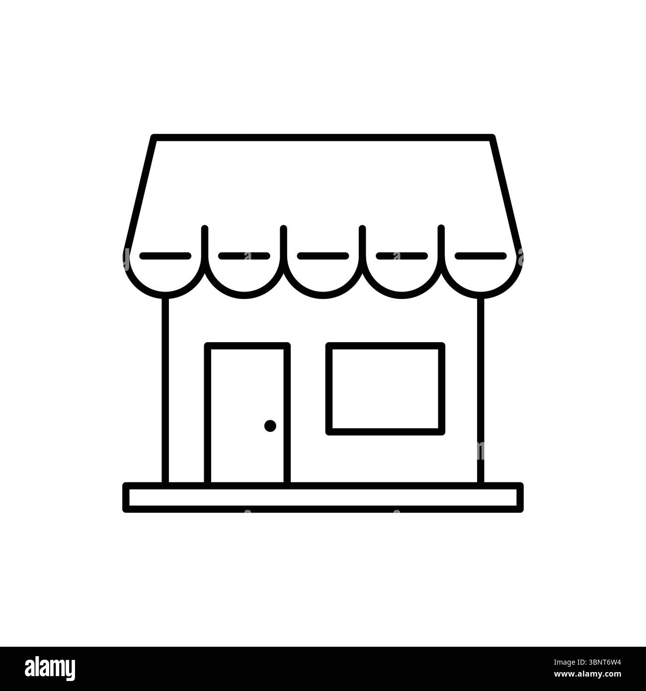 Semplice illustrazione di un punto vendita classico, che rappresenta il retail, le piccole imprese o gli spazi commerciali. Illustrazione Vettoriale