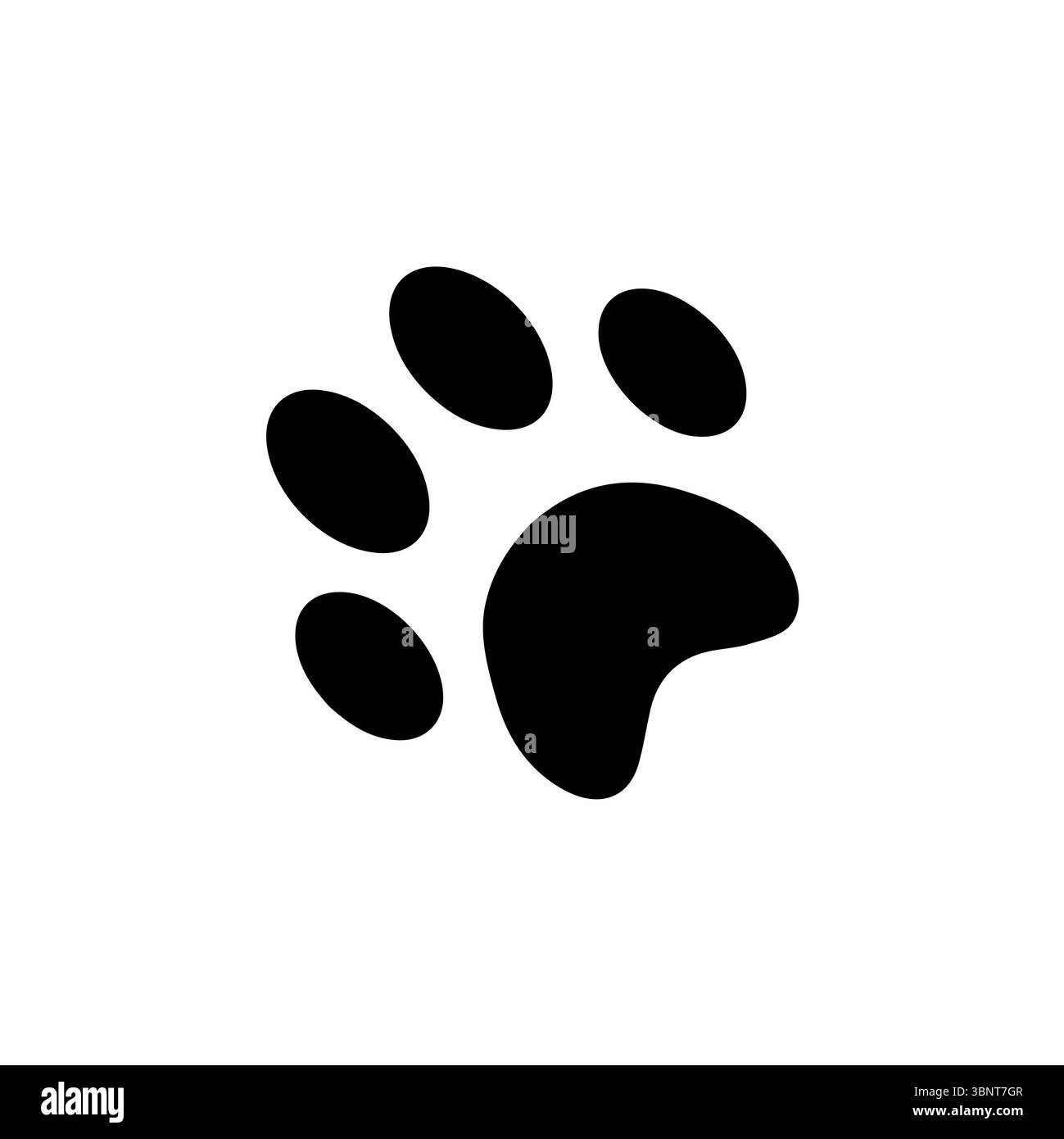Dog or Cat Paw Print, icona del vettore piatto pieno piede animale isolata su sfondo bianco. Illustrazione Vettoriale