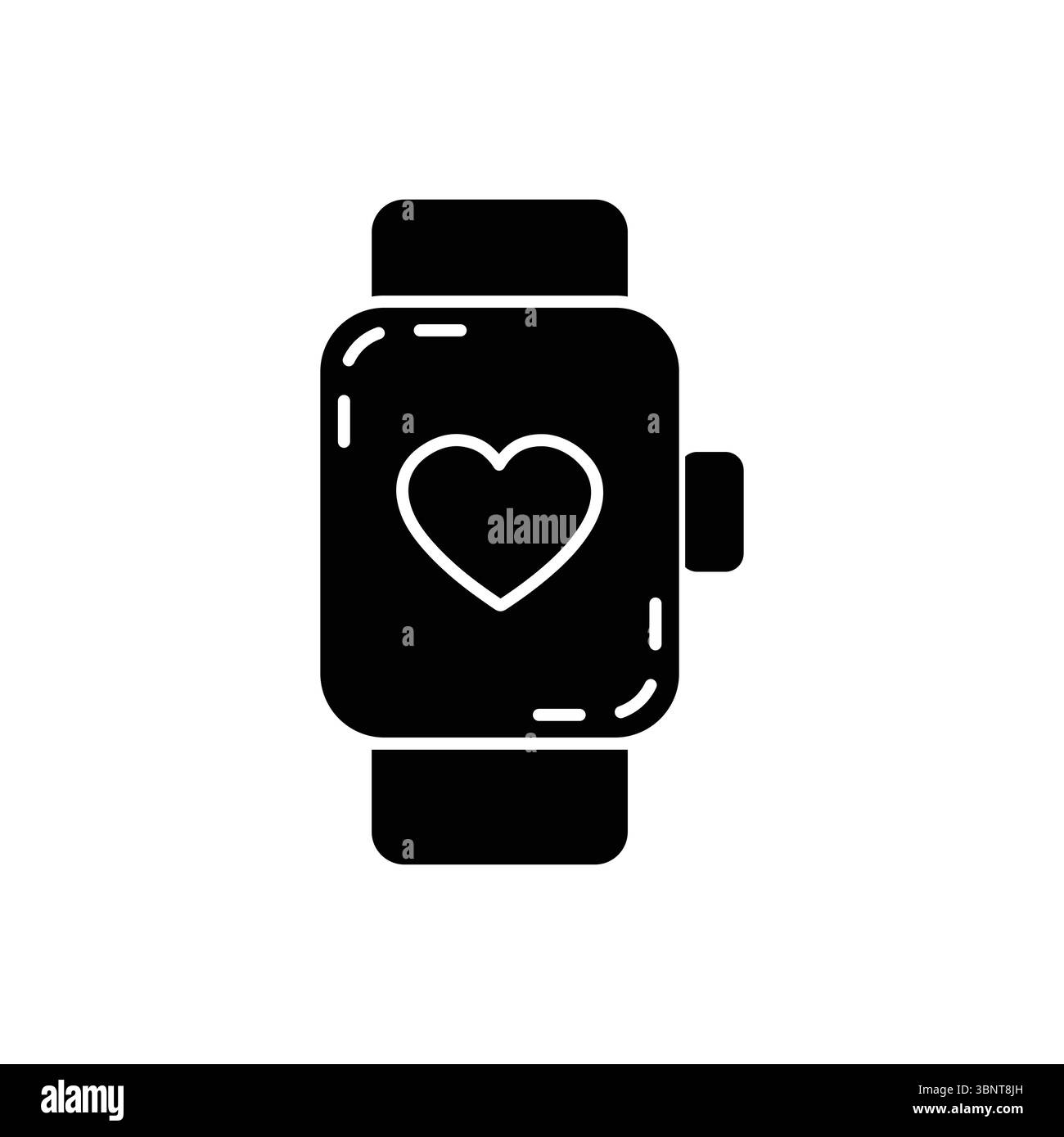 Smartwatch nero pieno con icona della frequenza cardiaca, ideale per fitness, salute tecnologia e design benessere. Illustrazione Vettoriale