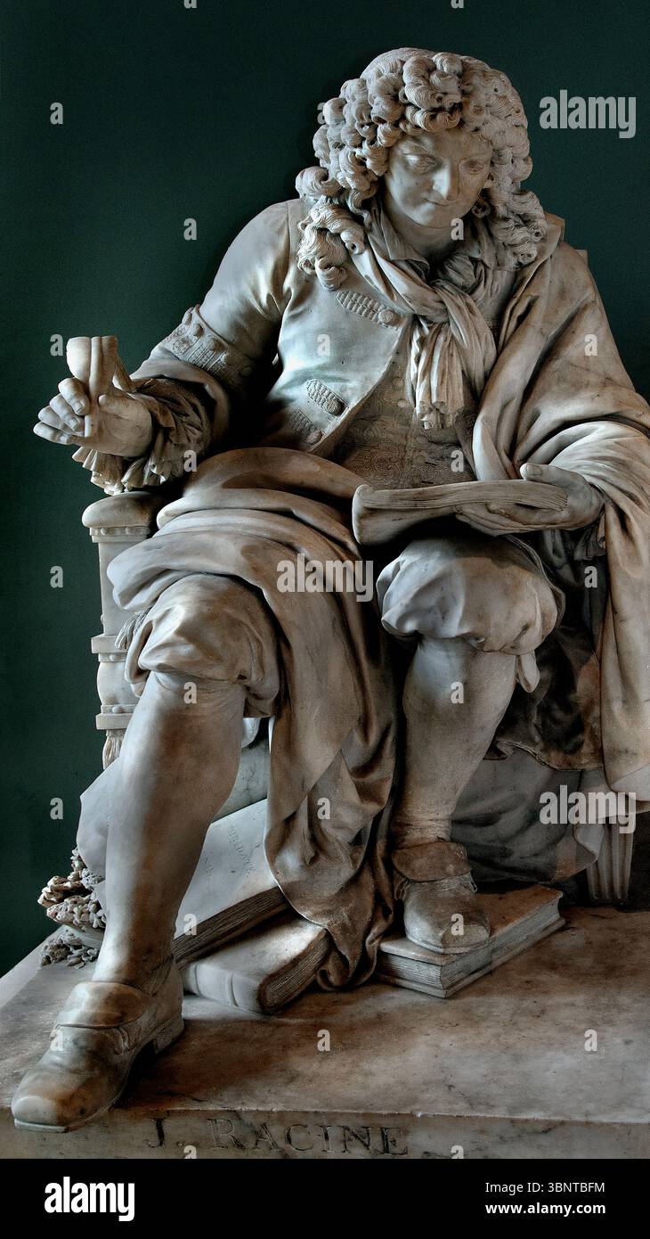 Jean Racine 1639 - 1699 di louis Simon BOIZOT 1743 - 1809 Francia francese, Louvre, Parigi, ( Jean Racine (battezzato il 22 dicembre 1639, la Ferté-Milon, Francia - morto il 21 aprile 1699, Parigi) è stato un poeta drammatico francese e storiografo rinomato per la sua padronanza della tragedia classica francese. Foto Stock