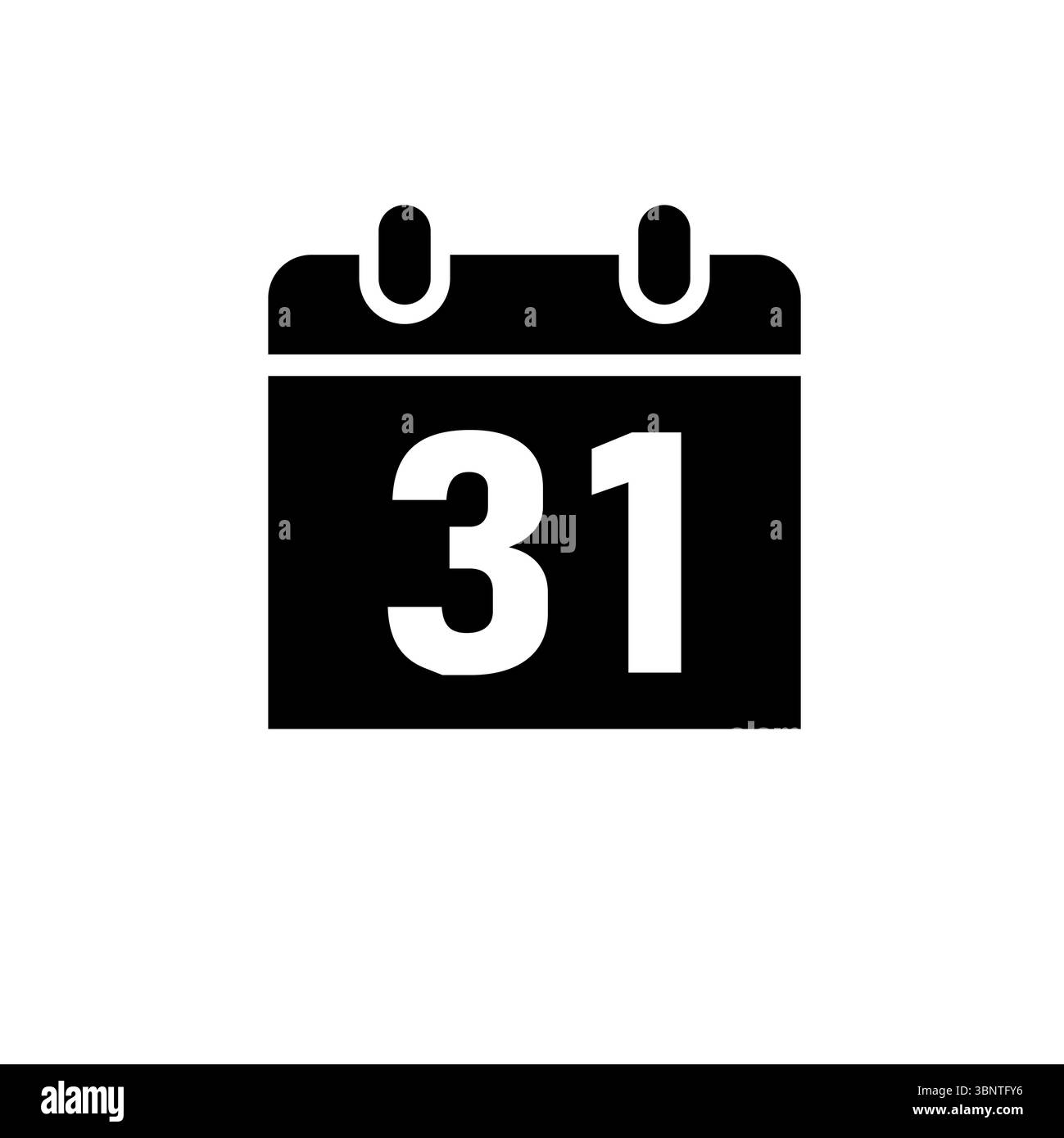 Calendario con data 31 dicembre, icona Organizer Solid Flat Vector isolata su sfondo bianco. Illustrazione Vettoriale