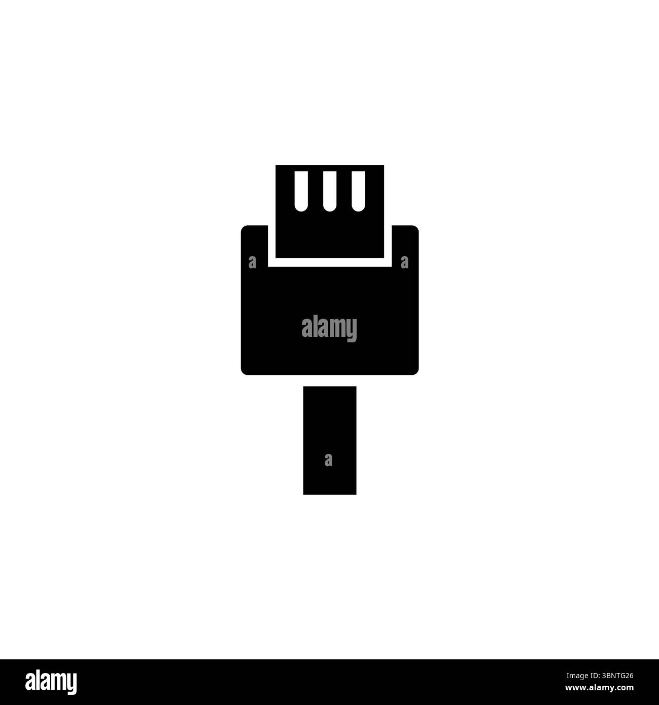 Cavo di ricarica telefono per trasferimento dati digitale, icona del vettore piatto solido connettore Lightning isolata su sfondo bianco. Illustrazione Vettoriale