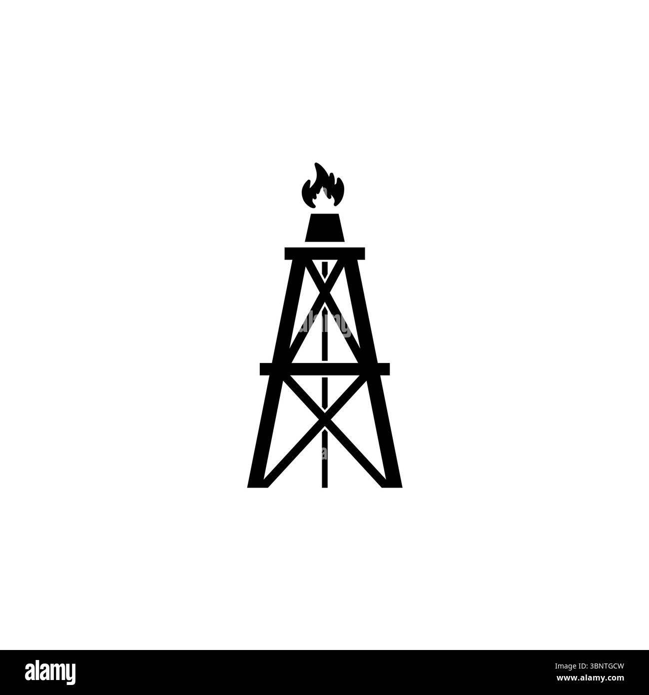 Oil Rig Gusher, Petroleum Derrick Tower Solid Flat Vector Icon isolato su sfondo bianco. Illustrazione Vettoriale