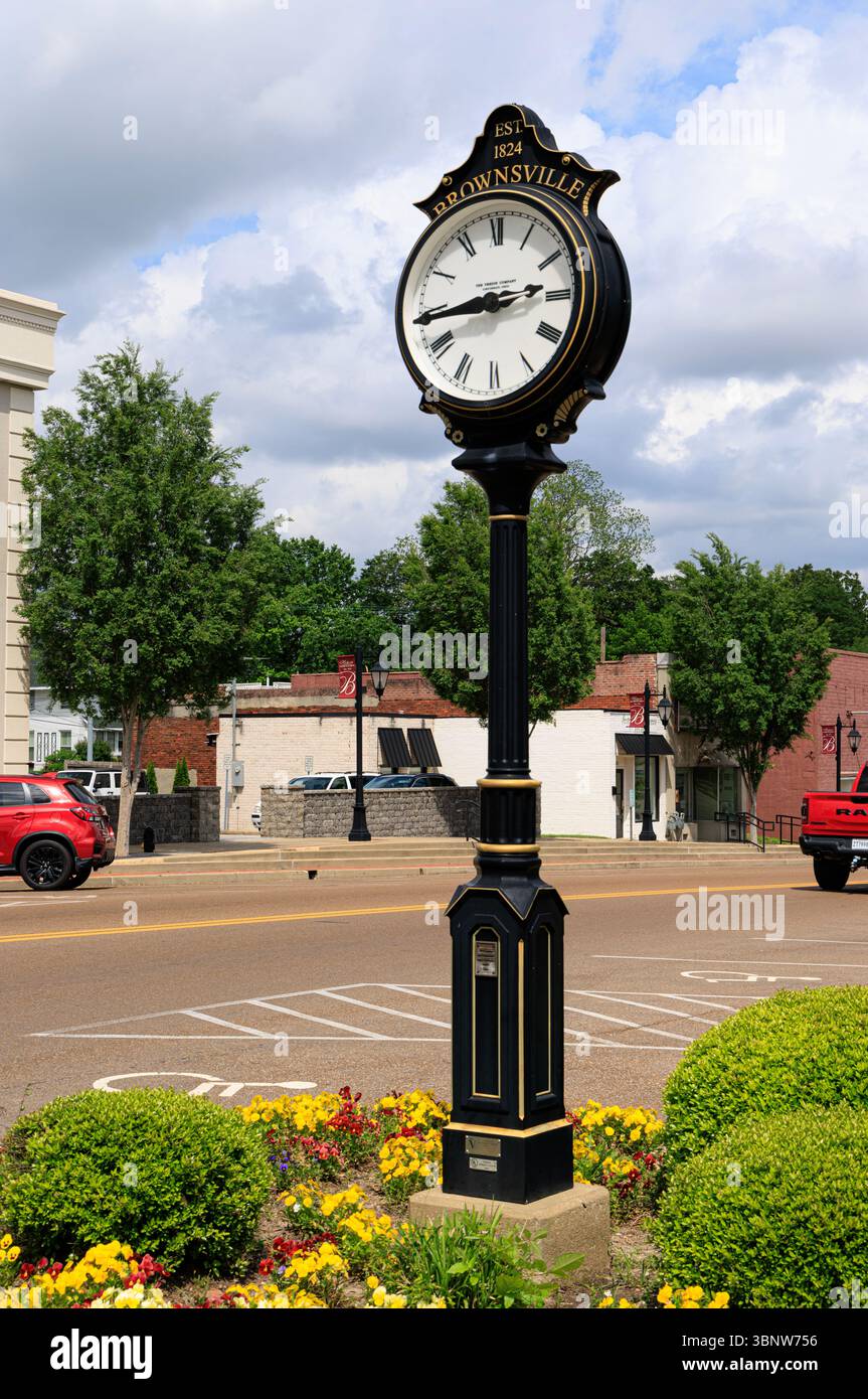 Orologio a bordo strada a Brownsville, Tennessee, Stati Uniti Foto Stock