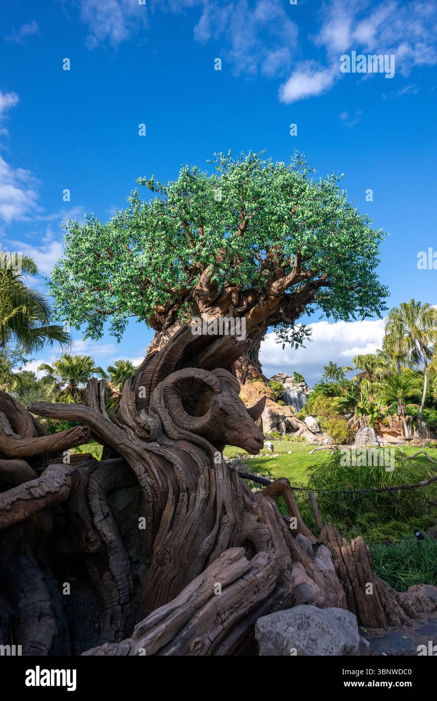 L'albero della vita è una scultura di 145 piedi (44 m) di un albero di baobab al Disney's Animal Kingdom, Walt Disney World Resort. Con oltre 8.000 rami di ver Foto Stock