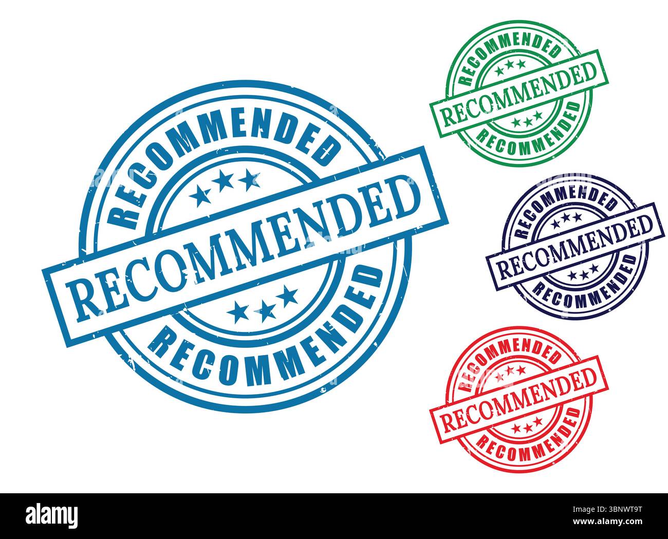 Grafica vettoriale di timbro consigliata per l'approvazione aziendale e l'elemento di progettazione per la garanzia di qualità Illustrazione Vettoriale
