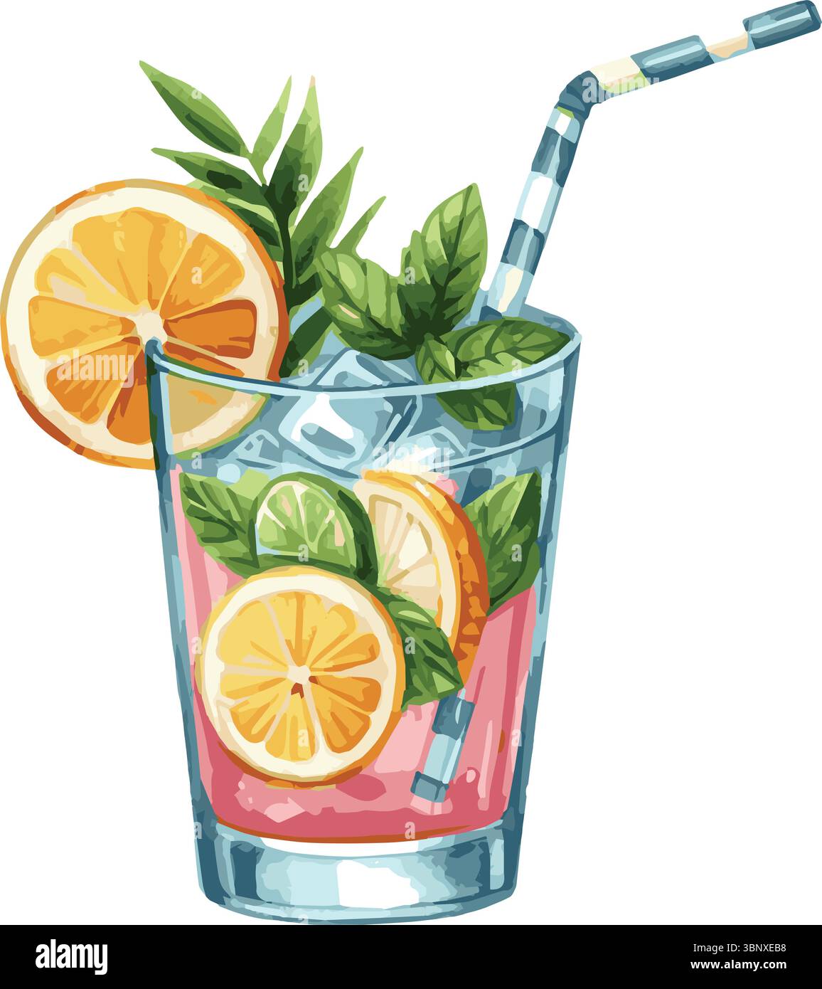 Illustrazione di un cocktail dipinta ad acquerello vettoriale Illustrazione Vettoriale