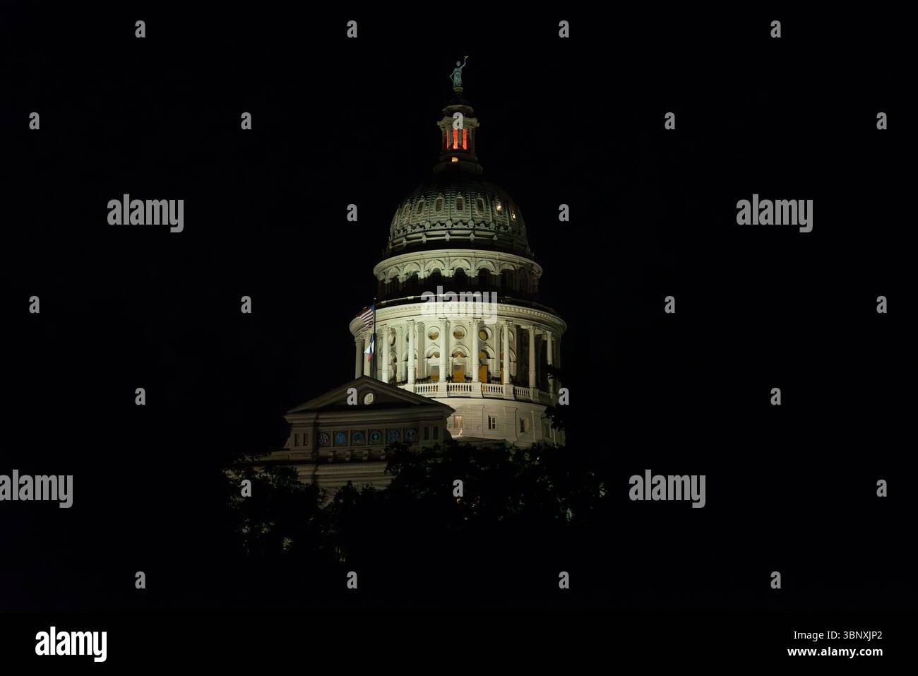 Vista notturna del palazzo del governo del Texas ad Austin, Texas, Stati Uniti. Foto Stock