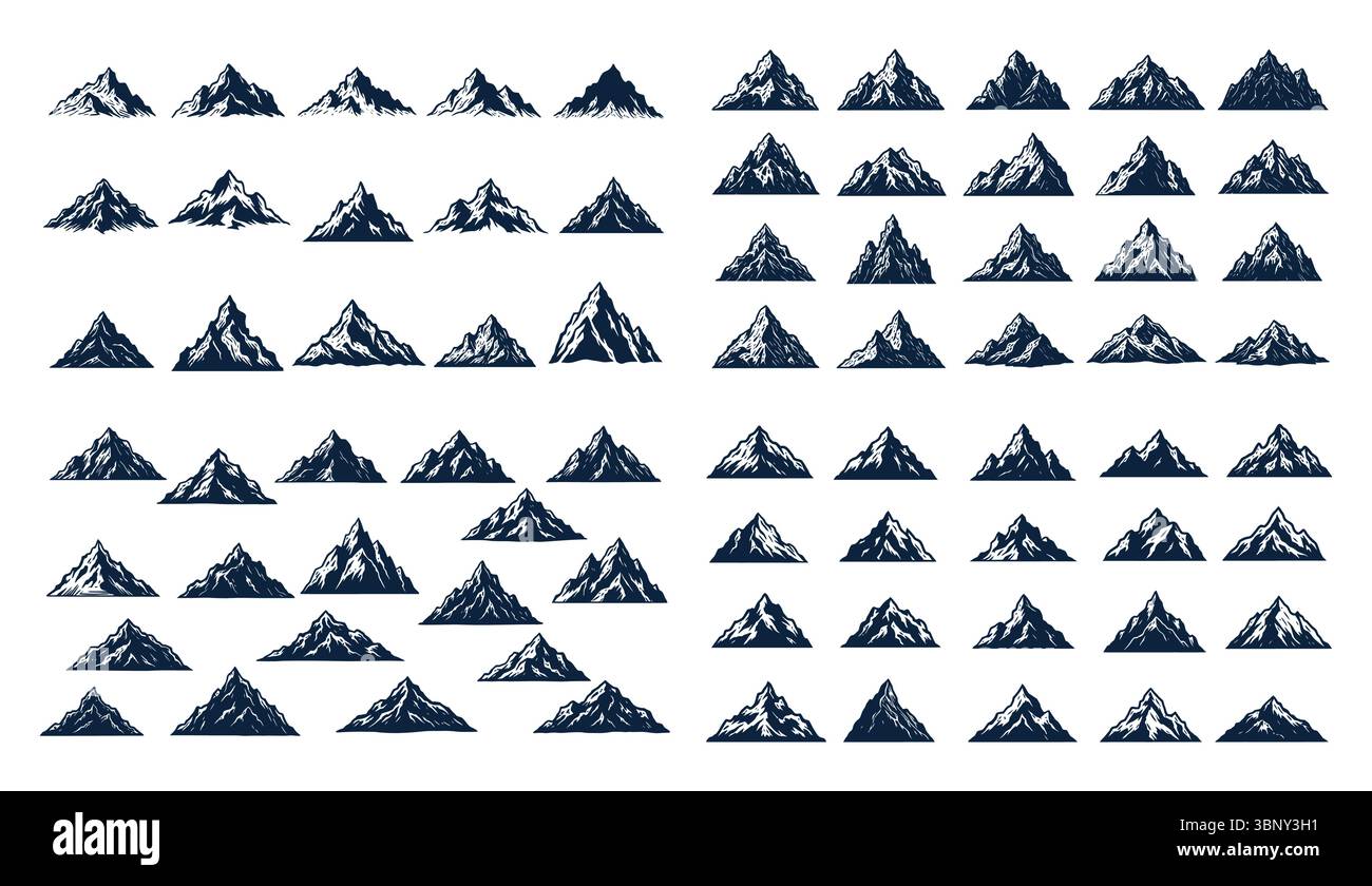 Pacchetto icone vettoriali silhouette Mountain Peak Illustrazione Vettoriale