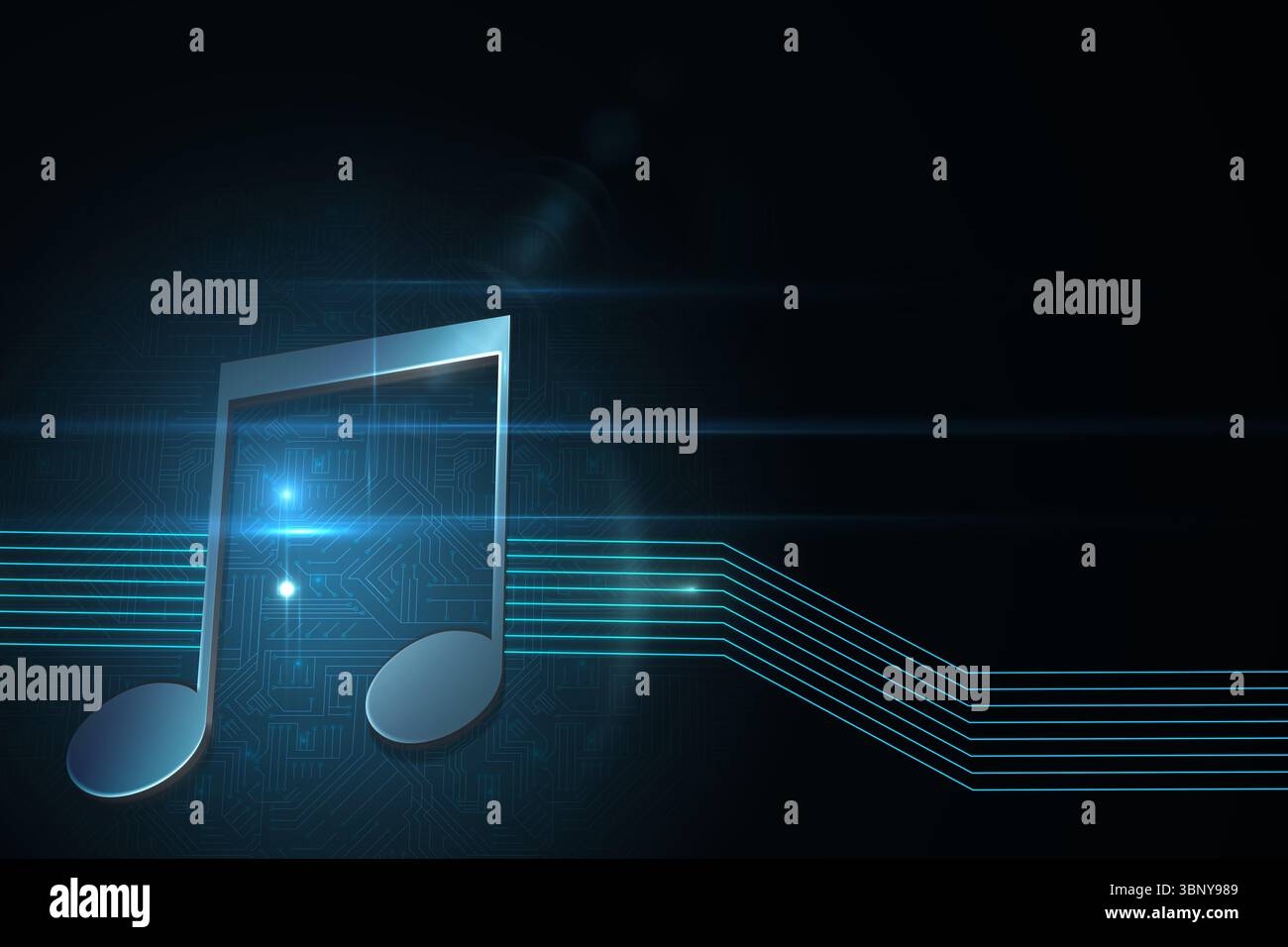 Nota lucido su sfondo nero Foto Stock