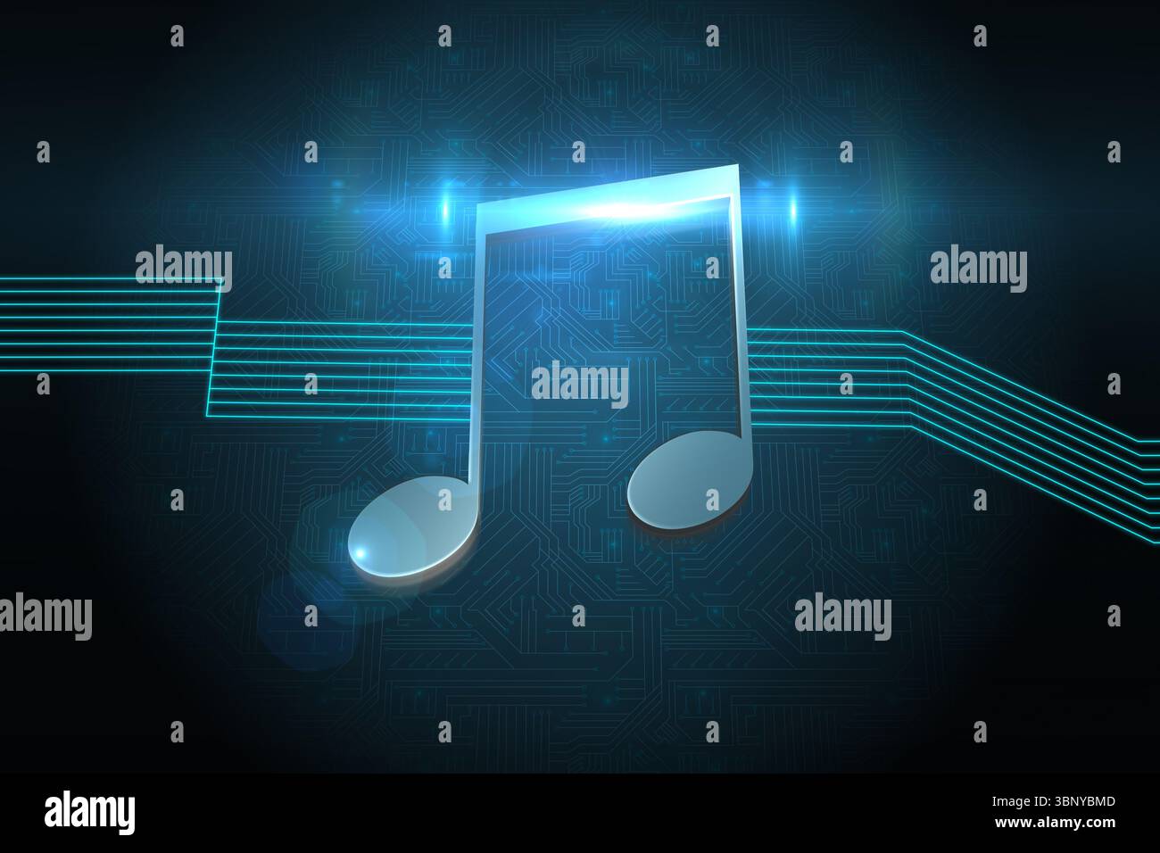 Nota lucido su sfondo nero Foto Stock