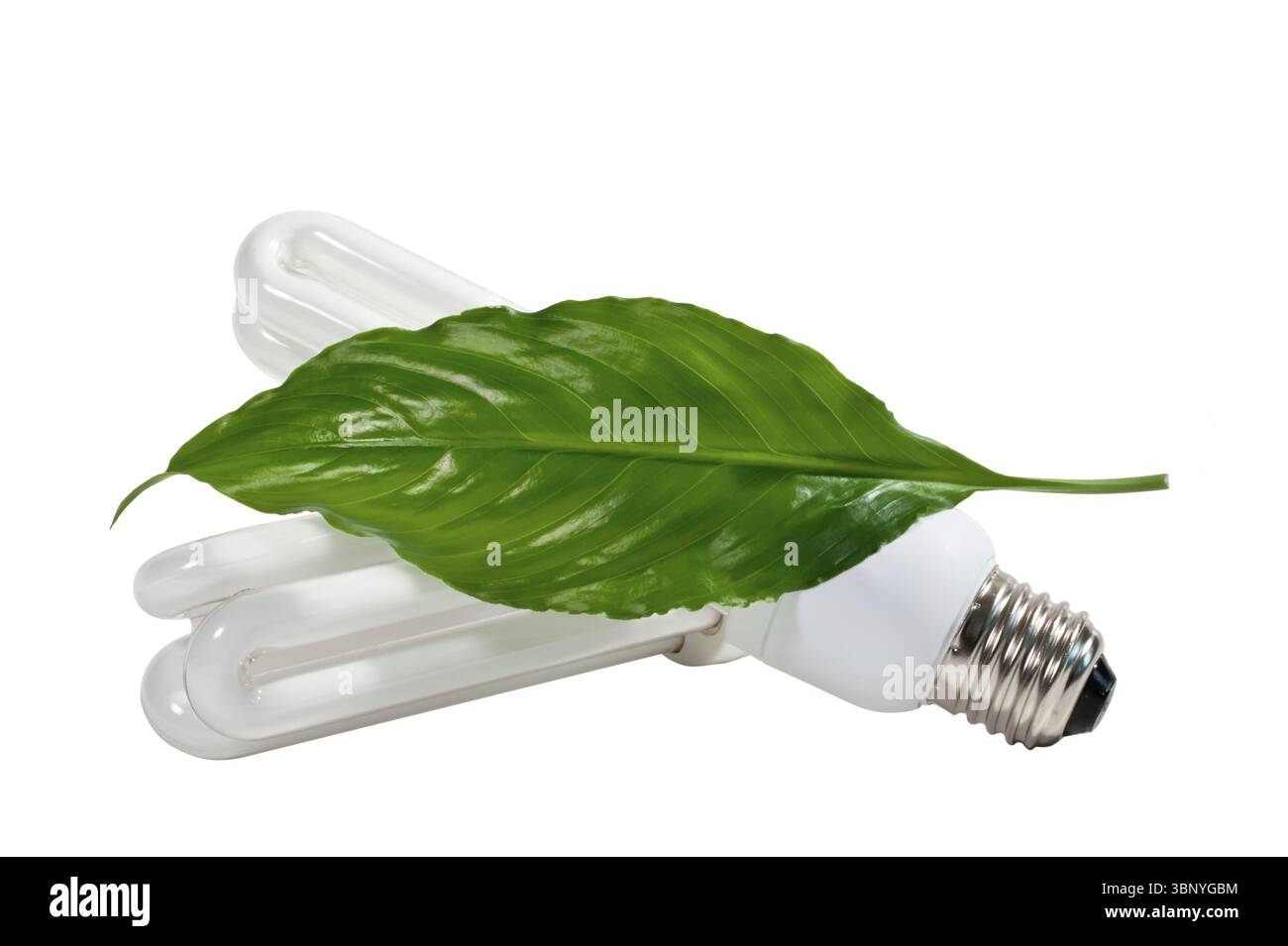 Lampada a risparmio energetico isolata su sfondo bianco Foto Stock
