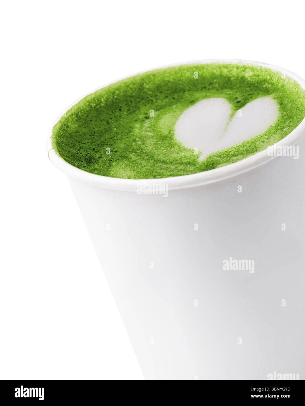 Food STILL-Life, tazza di tè verde matcha latte isolato su bianco Foto Stock