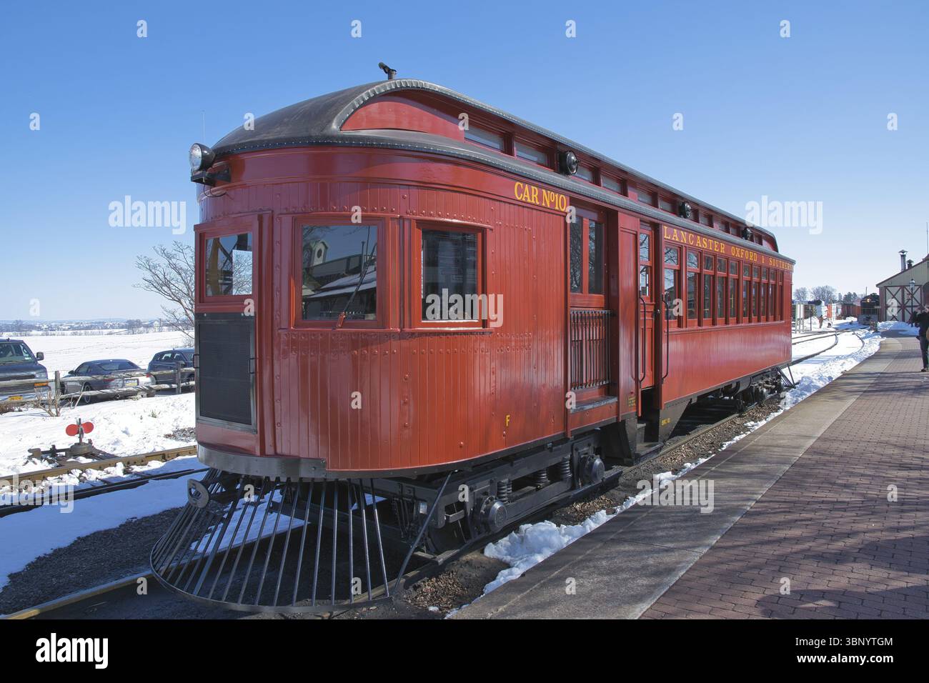 Strasburg, Pennsylvania, marzo 2018 - Vista di una 1910 Ferrovia completamente restaurata e operativa Foto Stock