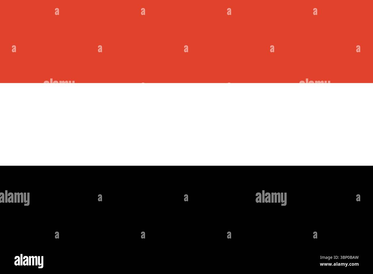 Bandiera dello Yemen. Colori e proporzioni ufficiali. Bandiera nazionale dello Yemen. Illustrazione Vettoriale