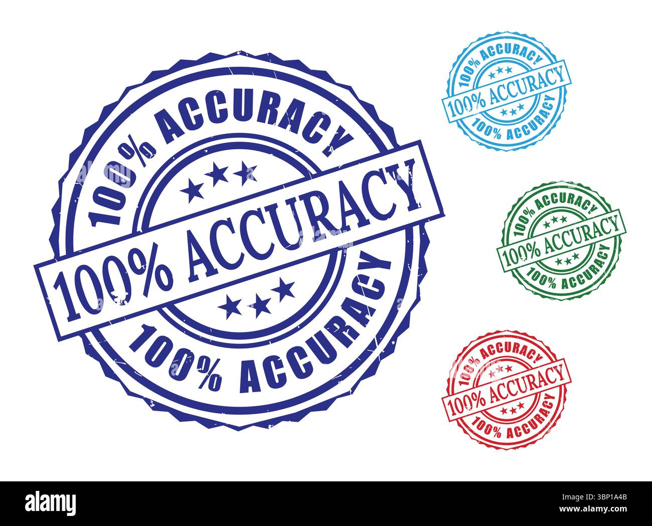 Garanzia di accuratezza al 100% sigillo blu con varianti perfette per la verifica dell'autenticità Illustrazione Vettoriale