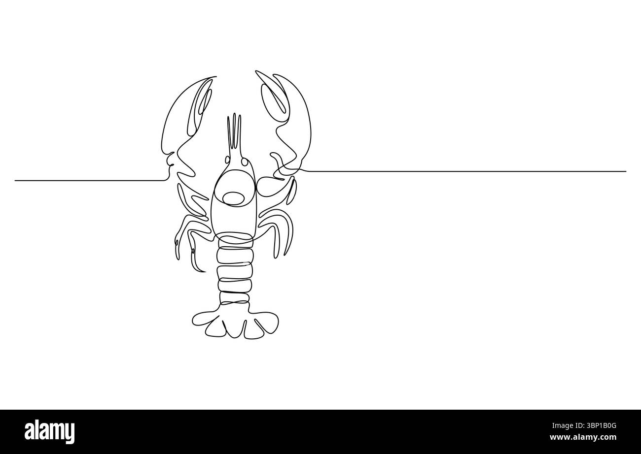 Disegno minimalista di gamberi e aragosta in stile minimalista a linea singola Illustrazione Vettoriale