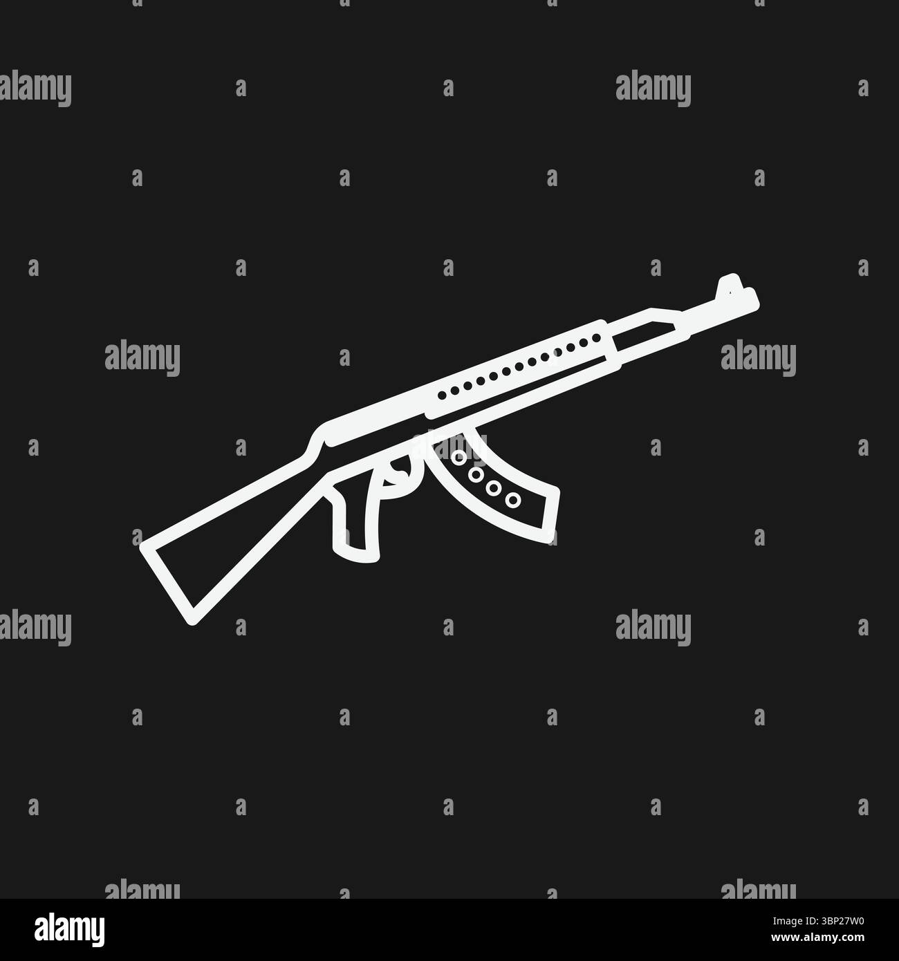 AK-47 icona del fucile d'assalto Kalashnikov per il combattimento militare e il gioco sparatutto in prima persona (FPS) Illustrazione Vettoriale