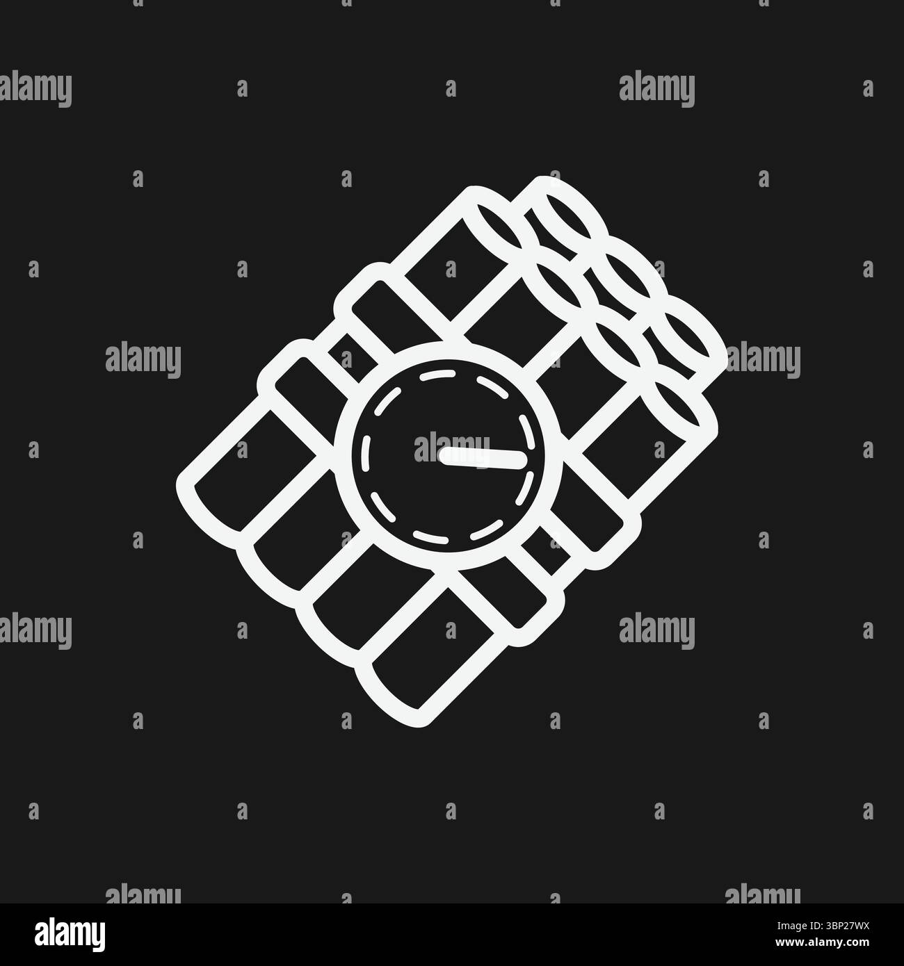 Icona della bomba a orologeria con dinamite e timer orologio per scadenze urgenti e crisi imminenti Illustrazione Vettoriale