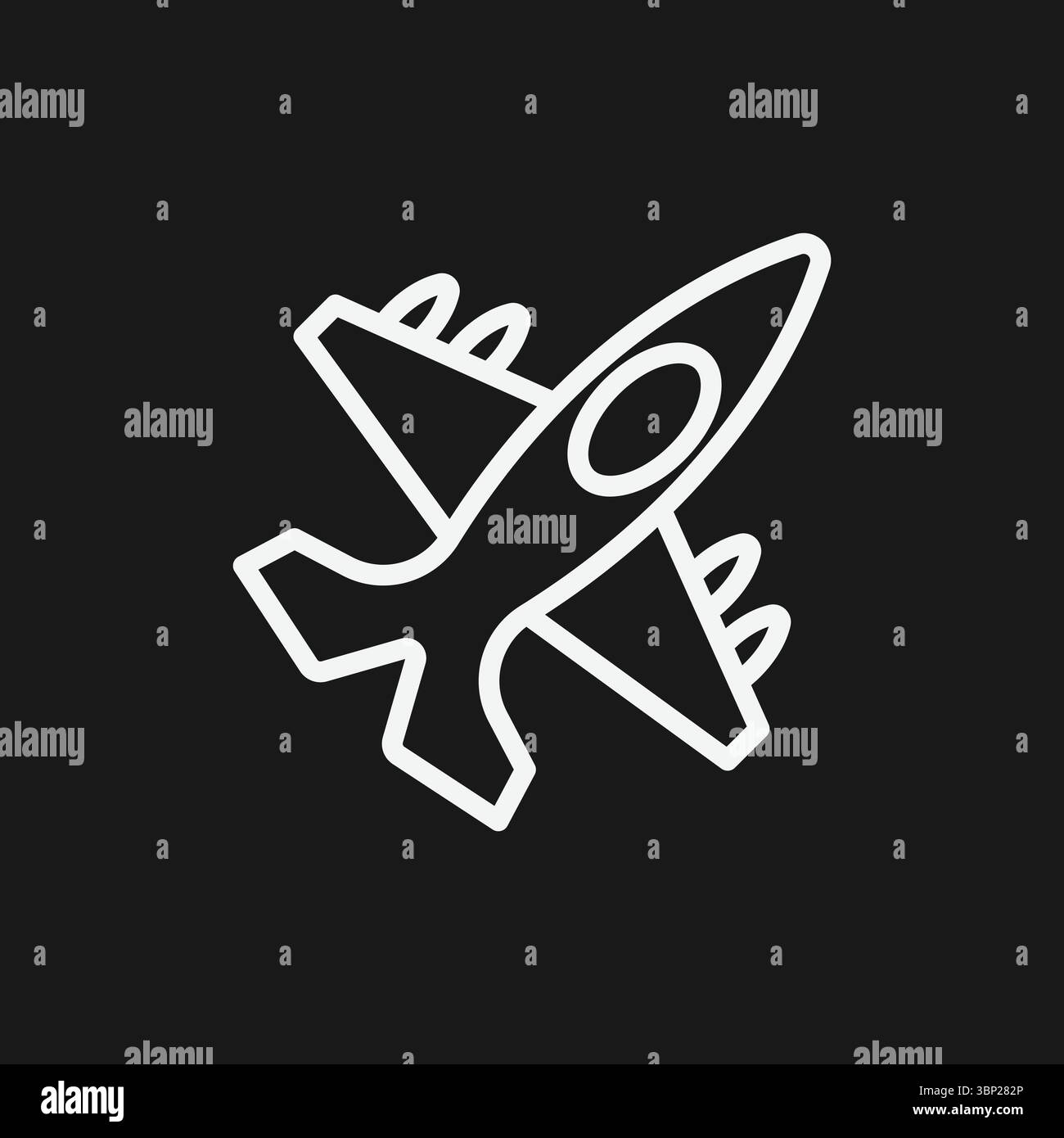 Icona di Military Fighter Jet e Air Force per Aviation, Air Combat e Aerospace Technology Illustrazione Vettoriale