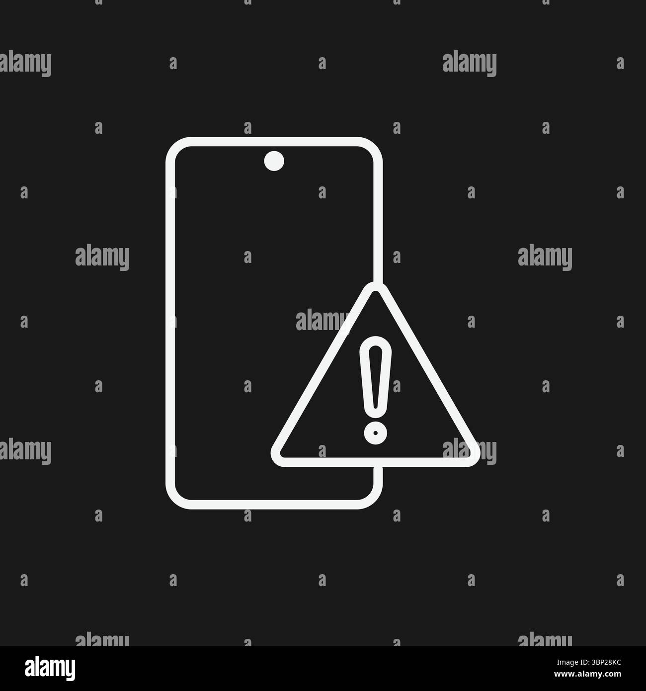 Icona di avviso e errore del telefono cellulare per avviso di sistema, minaccia virus e notifica di nessun servizio Illustrazione Vettoriale