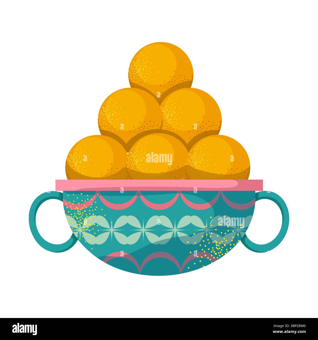 Tradizionale festival indiano delle luci Diwali. Set di attributi per l'arredamento delle feste. Illustrazione vettoriale. In stile piatto su sfondo bianco. Illustrazione Vettoriale
