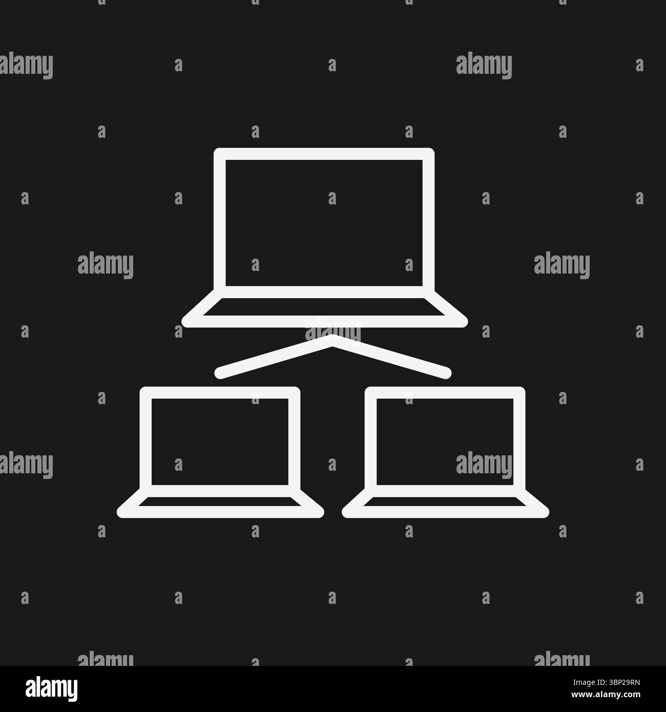 Icona rete computer e condivisione dati per LAN, architettura client-server e collaborazione team Illustrazione Vettoriale