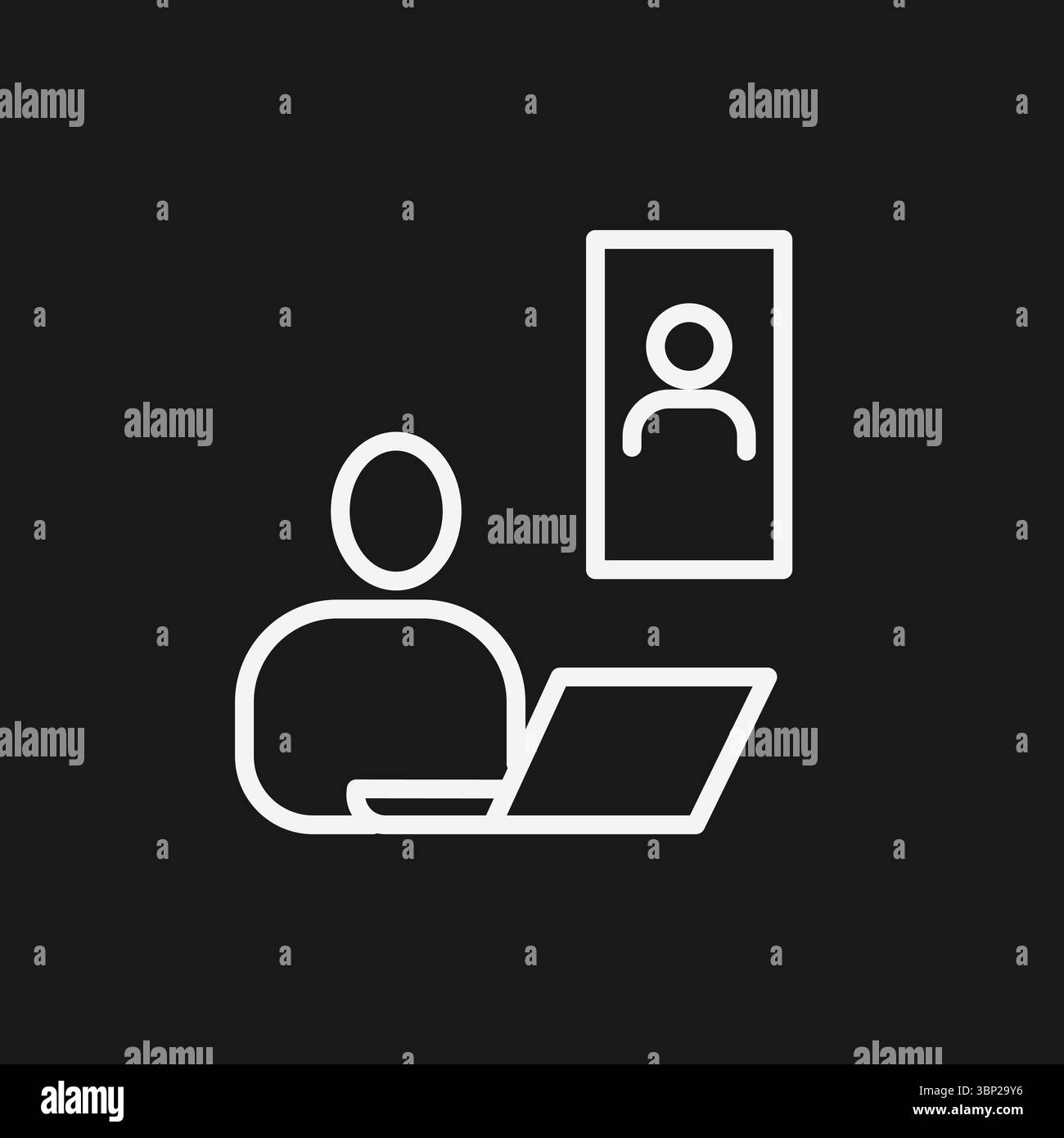 Icona di videochiamata one-on-one e riunione online per un colloquio virtuale o una consultazione remota Illustrazione Vettoriale