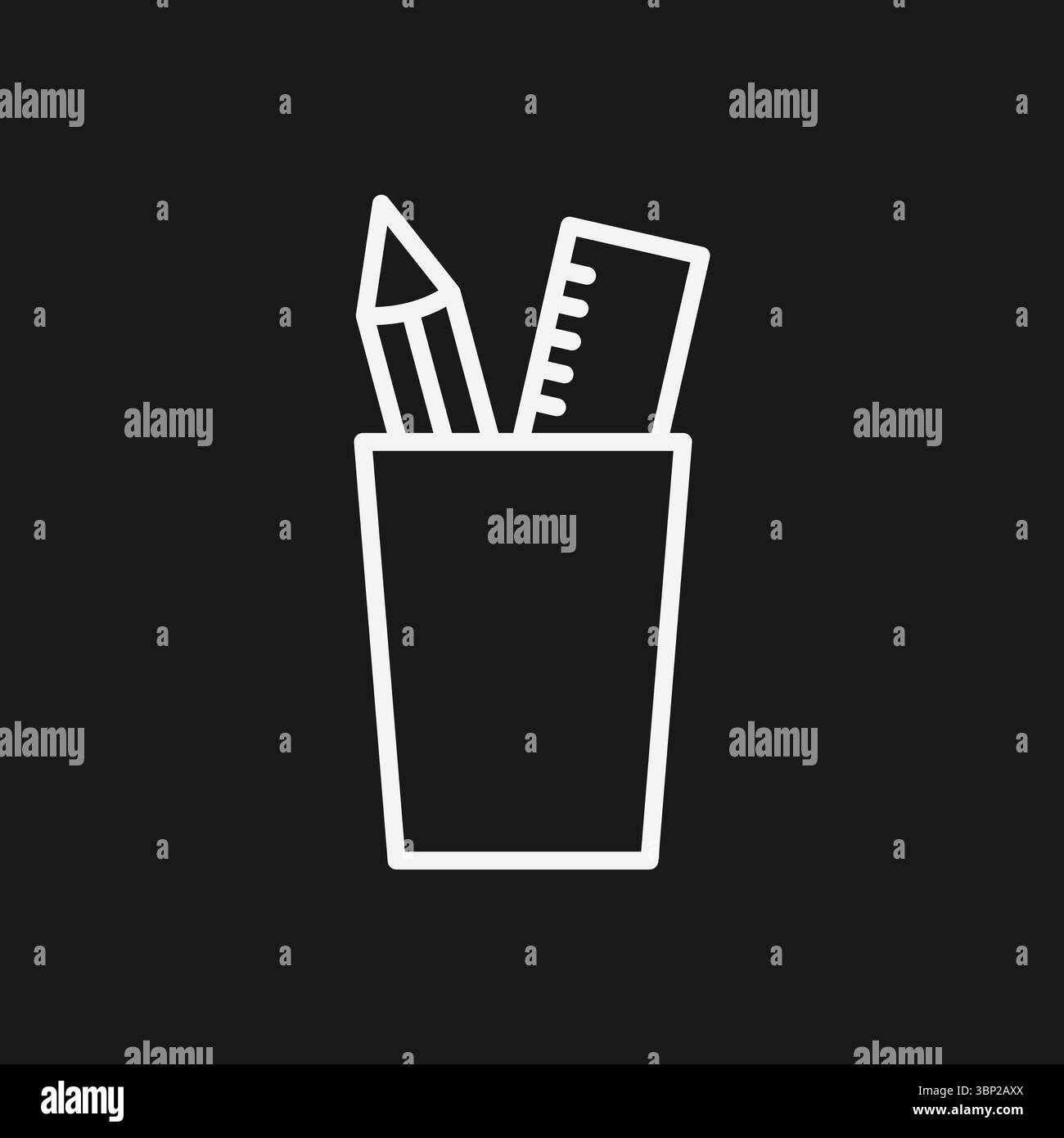 Icona forniture per ufficio e scuola con matita, righello e supporto per lavoro, istruzione e progettazione creativa Illustrazione Vettoriale