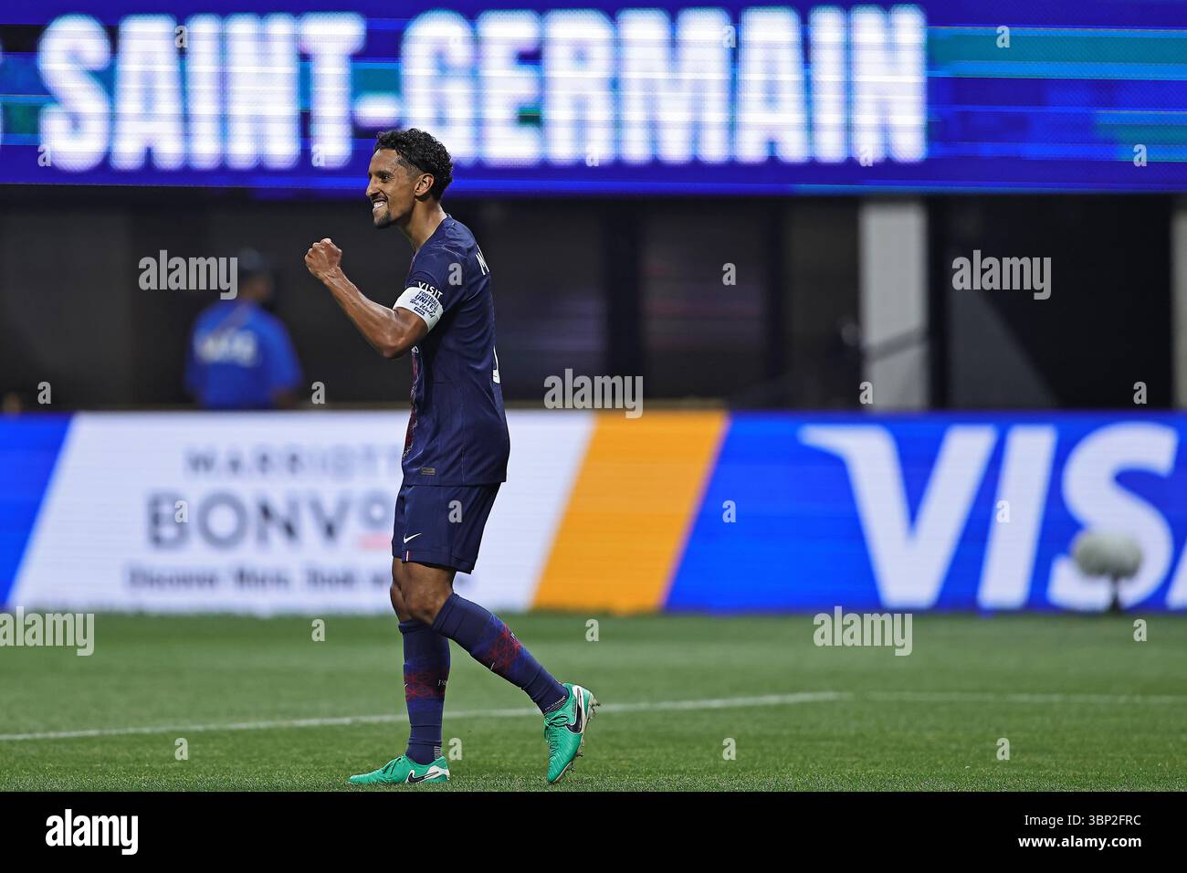 Atlanta, Stati Uniti. 5 luglio 2025. Marquinhos del PSG durante la partita tra PSG e FC Bayern Monaco, per i quarti di finale della Coppa del mondo per club FIFA 2025, al Mercedes-Benz Stadium di Atlanta, Stati Uniti, il 5 luglio 2025. Foto: Heuler Andrey/DiaEsportivo/Alamy Live News crediti: DiaEsportivo/Alamy Live News Foto Stock